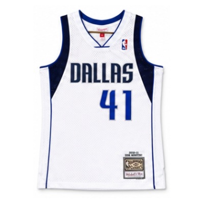 Mitchell & Ness Retro Heat-Pressed Jersey SW Dallas Mavericks 10/2010/11 Season White #41 Nuo Wei Ci Ji
