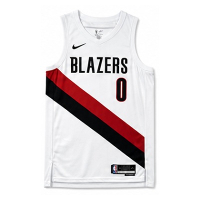2025/26 Season Portland Trail Blazers Home White #0 Damian Lillard NBA Jersey